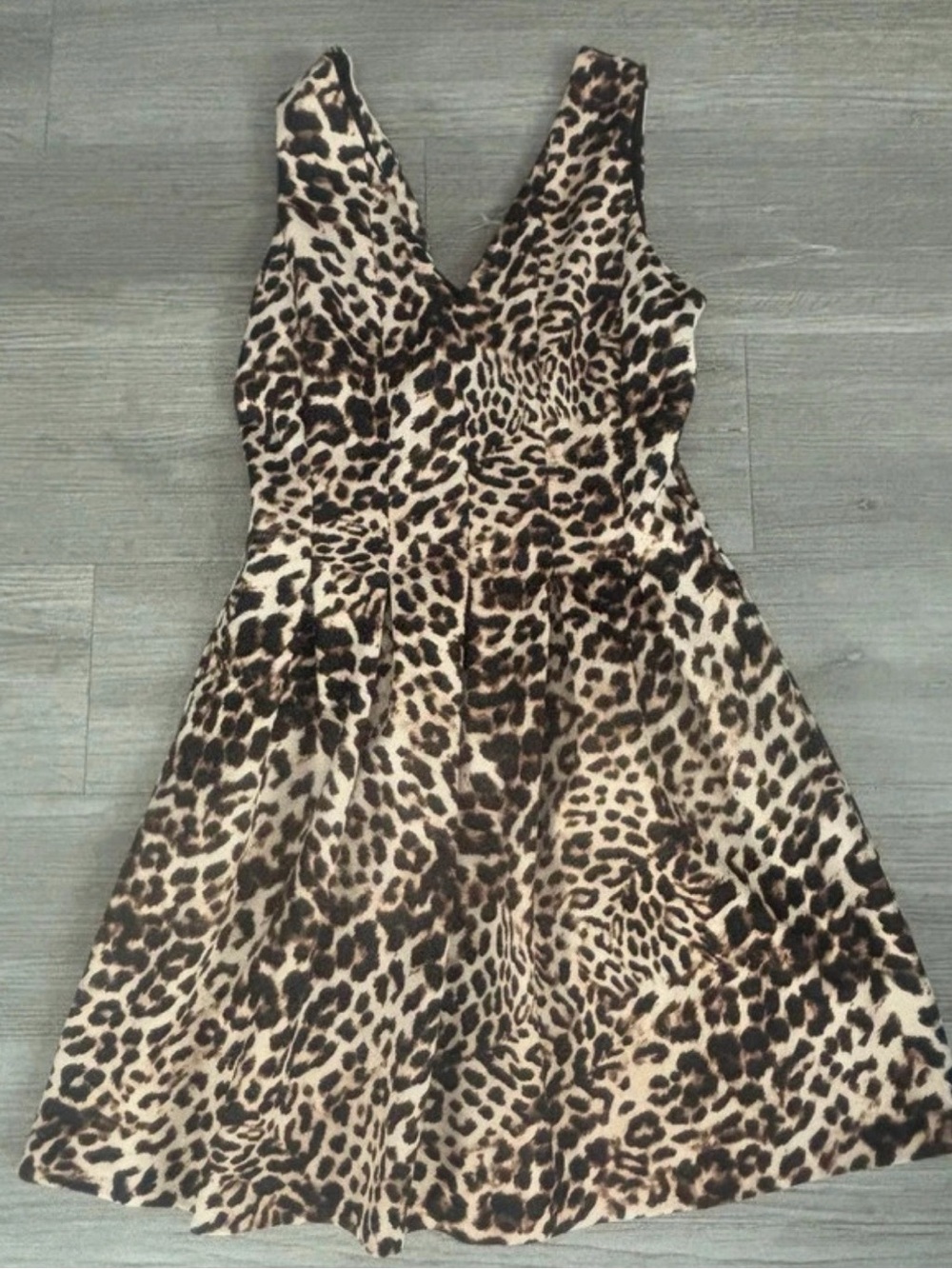 Vince Camuto Leopard-Print Mini Dress in Brown and Cream